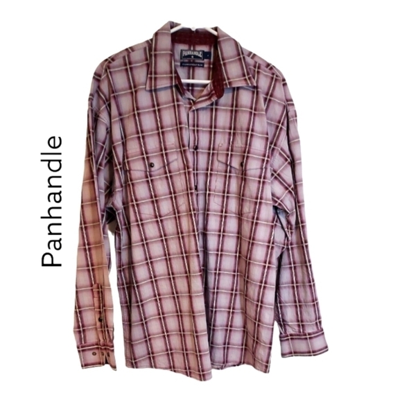 Mens VTG PANHANDLE SLIM plaid snap front Western Shirt sz L - Picture 1 of 8